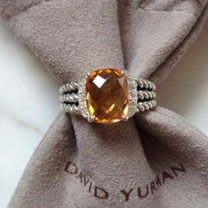 David Yurman Citrine + Diamond Petite Wheaton Ring